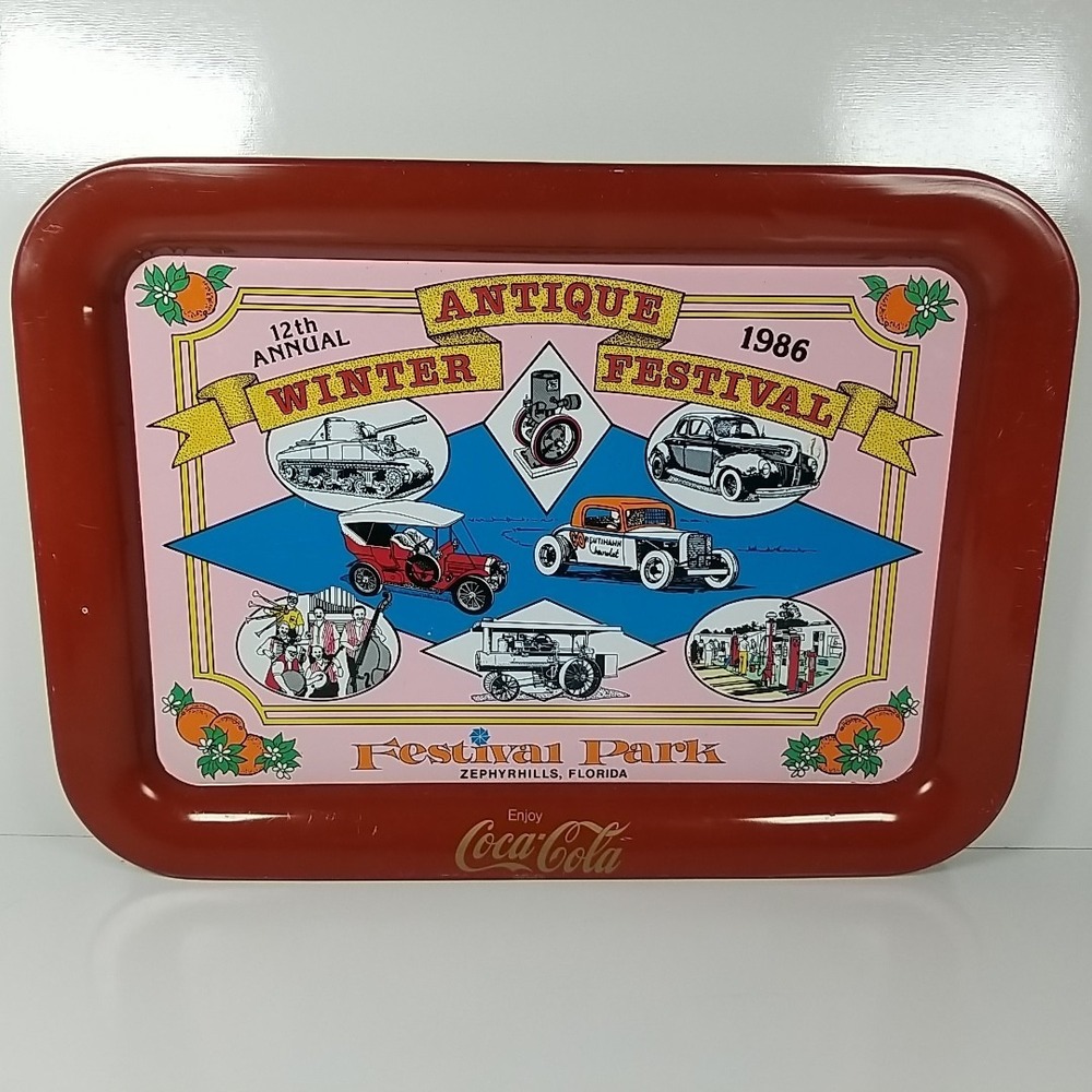 Vintage Coca Cola Advertising Rectangle Platter, Zephyrhills Florida. 1986